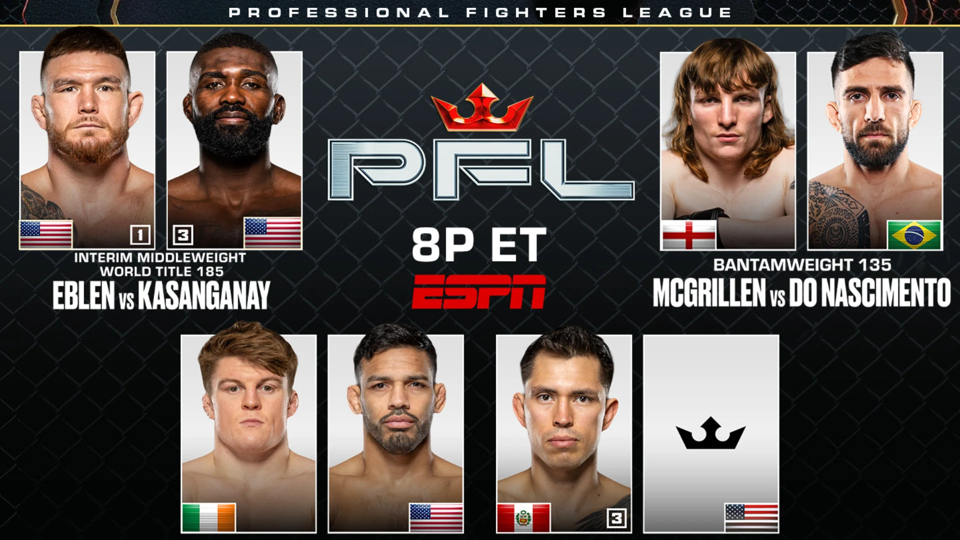 PFL Austinが7月18日に開催 エブレン対カサンガナイの暫定王座戦など全